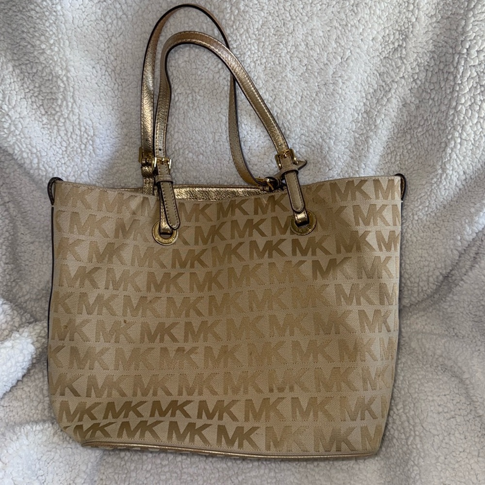 Michael Kors gold/tan/brown purse